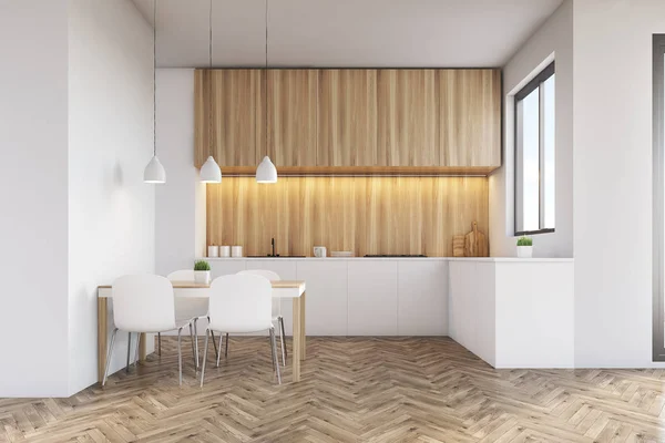 Mutfak tezgah üstü ile ışık ahşap mobilya — Stok fotoğraf