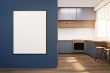 Tonda posteri ile mavi mutfak