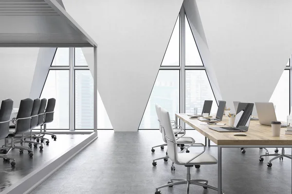 Open office with triangular windows