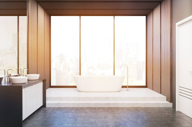 Banyo lavabo, tonda ile önden görünümü