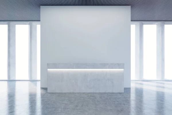 Receptionen counter, korridor, brett fönster nyanser — Stockfoto