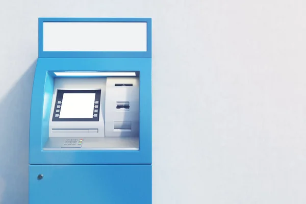 Закрыть синий банкомат — стоковое фото