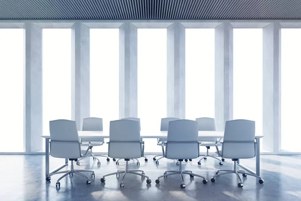 Conference room with wide shades on the window — Stock Photo, Image