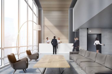 Kişiye bir office bekleyen alanda