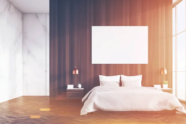 Camera da letto in marmo e legno, tonica — Foto Stock