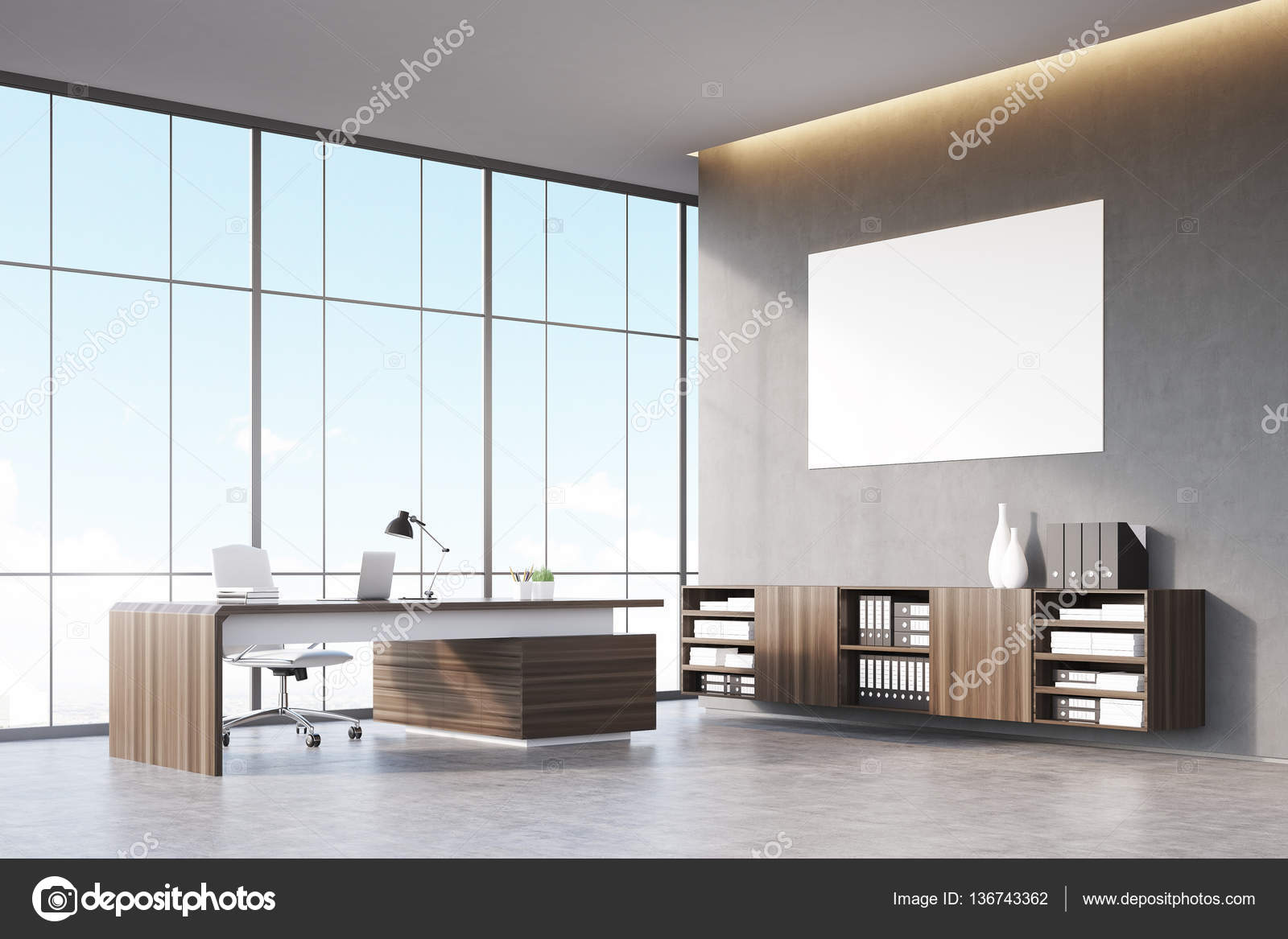 Corner Of CEO Office With Gray Wall — Stock Photo © Denisismagilov - 1600x1167 - jpeg Ceo Office