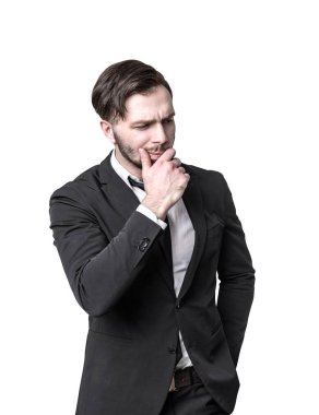 Sakallı işadamı düşünme