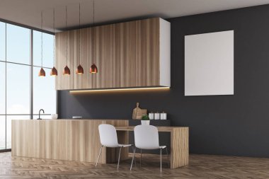 Mutfak: Siyah duvar ve poster