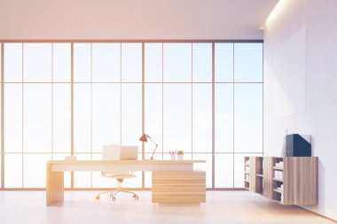 Açık ofis panoramik pencereli görünümünü