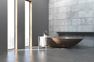 Yan görüntülemek eski banyo beton duvarlar