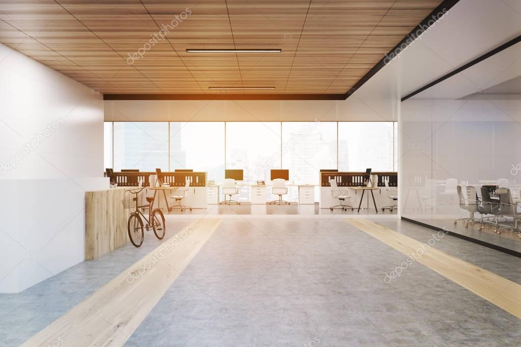 Office interior with a bike, toned