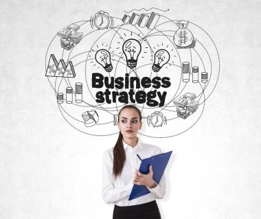 Yazma kadın ve iş stratejisi kroki