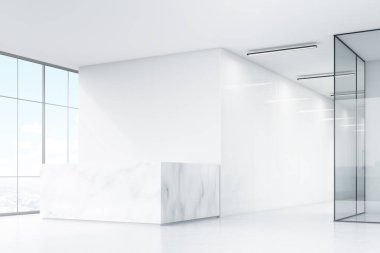 Köşe mermer Masası ile beyaz ofis