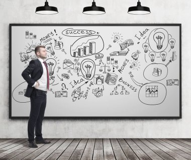 En başarılı iş simgeleri arıyor işadamı