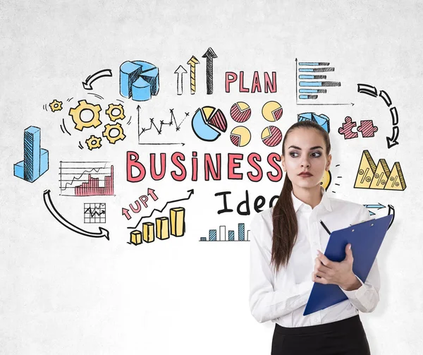 Girl with clipboard — Stock Photo, Image