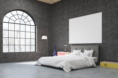 Yatak odası ve ark pencere yan görünüm