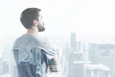 Cityscape bakan adam yan görünüm