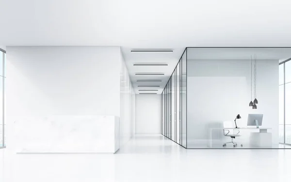 White office with marble desk — Stock Photo, Image