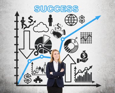 Sarışın kadın ve başarı betona kroki