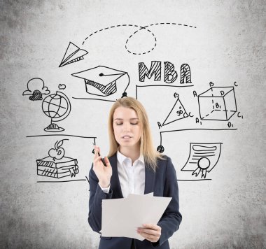 Belgeler ve Mba kroki sarışın kadınla