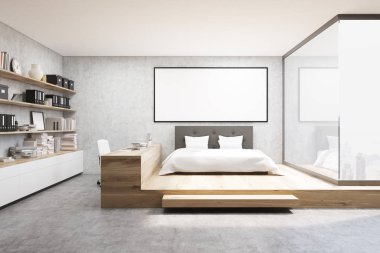 Yatak odasında ev ofis önden görünümü