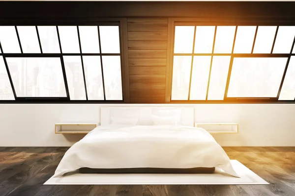Ön görünüm: tavan yatak odası iki pencere, tonda — Stok fotoğraf
