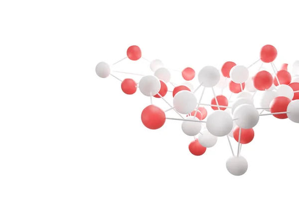 Κόκκινο και λευκό atom πλέγμα, λευκό τοίχο — Φωτογραφία Αρχείου