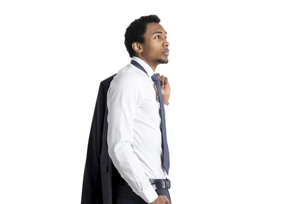 Empresário afro-americano, vista lateral, isolado — Fotografia de Stock