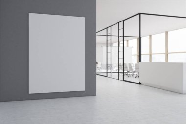 Ofis salonunda gri duvar posteri