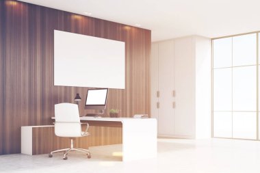 Ceo ofis pencere ve tonda poster, köşesinde