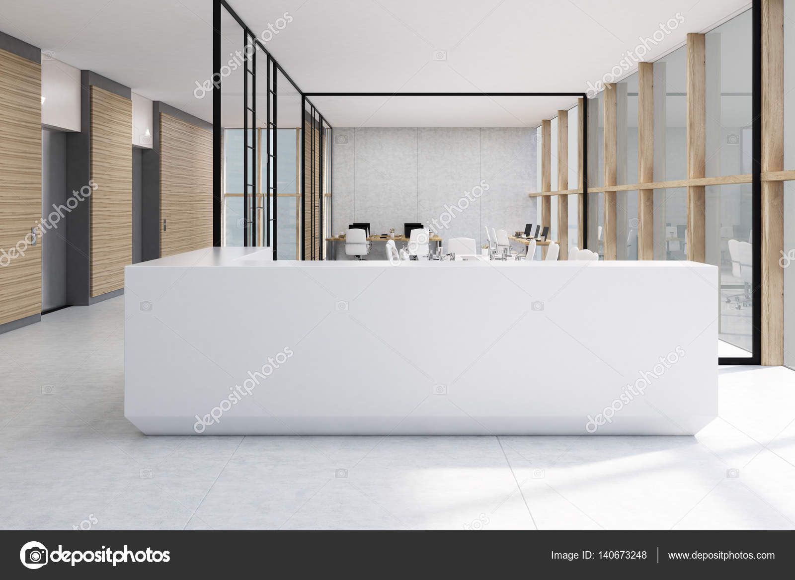 Weiße Rezeption und Glas-Büro — Stockfoto © denisismagilov #140673248 Weiße Rezeption und Glas-Büro — Stockfoto © denisismagilov #140673248