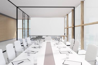 Toplantı salonunun içinde beyaz tahta