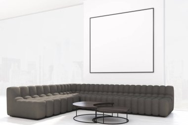 Oturma odası ile iki kanepe, yan görünüm