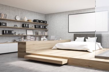 Bir yatak odalı ev ofis köşesinde