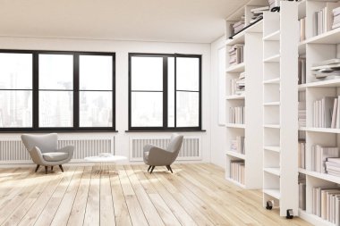 İki pencere ile ev Kütüphane