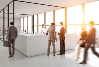 Resepsiyon, cam açık ofis yakın kişi