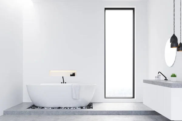 Salle de bain avec sol en béton — Photo