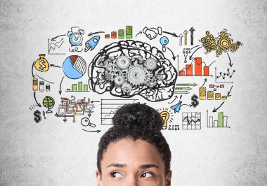 Kafa, Afrikalı-Amerikalı kadın, gears ile beyin