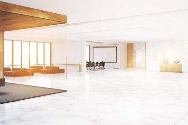 Tonda bir beyaz tahta ile Office Salonu