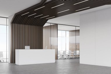 Resepsiyon Masası ve siyah borular, yan