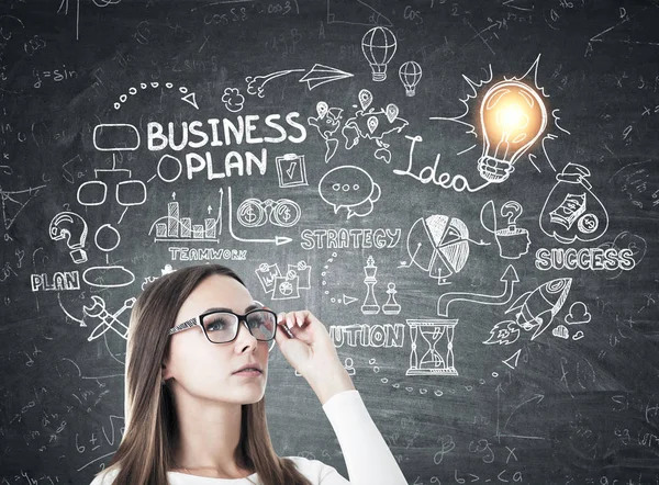 Girl in glasses and business plan