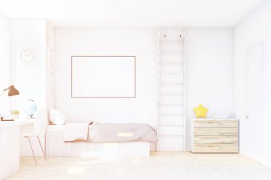 Çocuk odası ile bir yatak ve tonda bir tablo