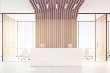 Ön resepsiyon masası ve kahverengi borular, tonda