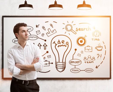 Kahverengi saçlı adam ve fikir, tonda