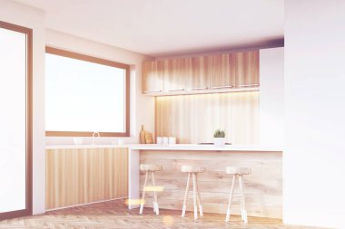 Mutfak köşesi, hafif ahşap, tonda