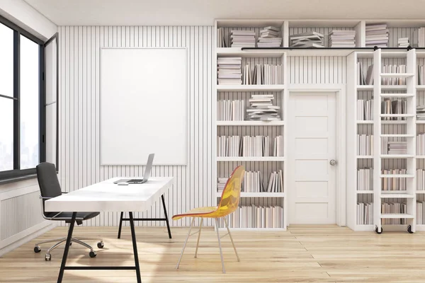 Home library with a desk — Stock Photo, Image