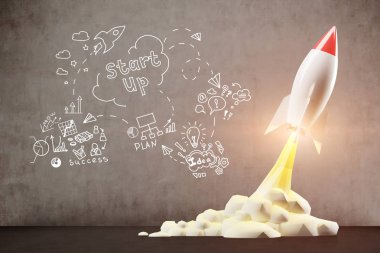 Roket ve başlangıç, karanlık beton