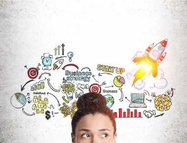 Afro-Amerikan kız ve proje başlatmak kroki