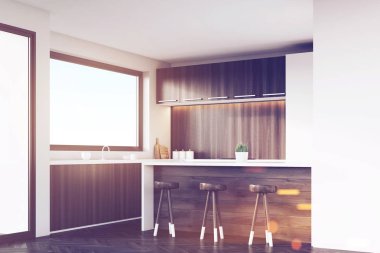 Dışkı ve tonda bar, mutfak köşe