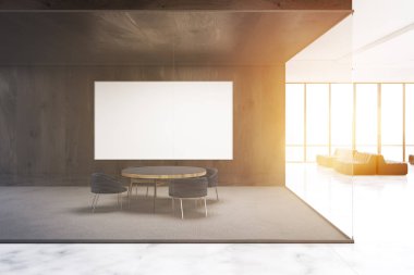 Bekleme yeri tonda bir ofisin önden görünümü